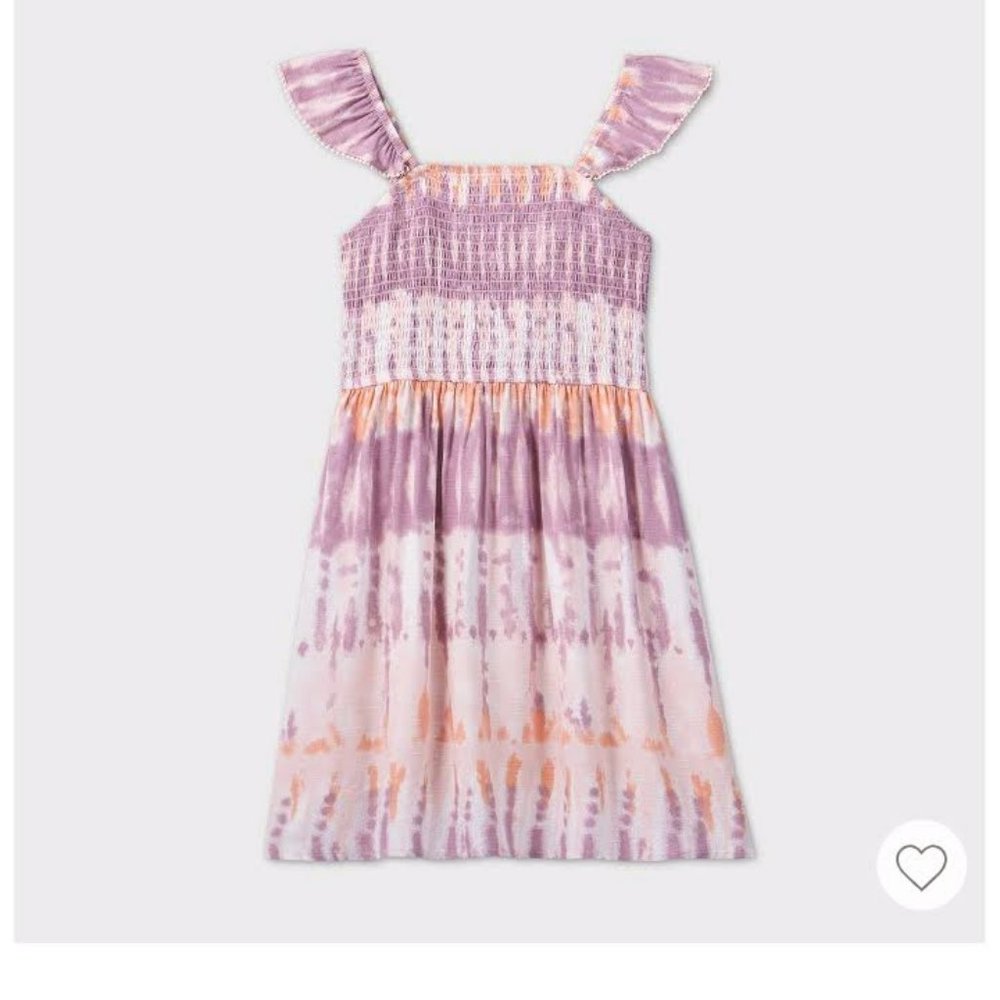 Girls' Flutter Sleeve Smocked Dress- L